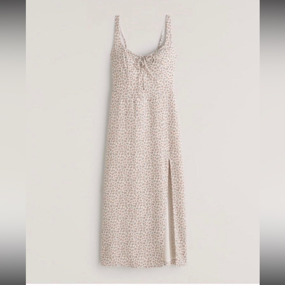 Abercrombie & Fitch Corset Lace-Up Floral Midi Dress